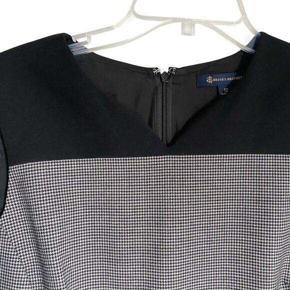 Brooks Brothers Sheath Dress 12 Gray Houndstooth Wool Career Office Wear - Picture 3 of 13